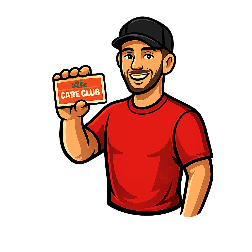 Garage Gurus mascot rolling out a Care Club tool cart